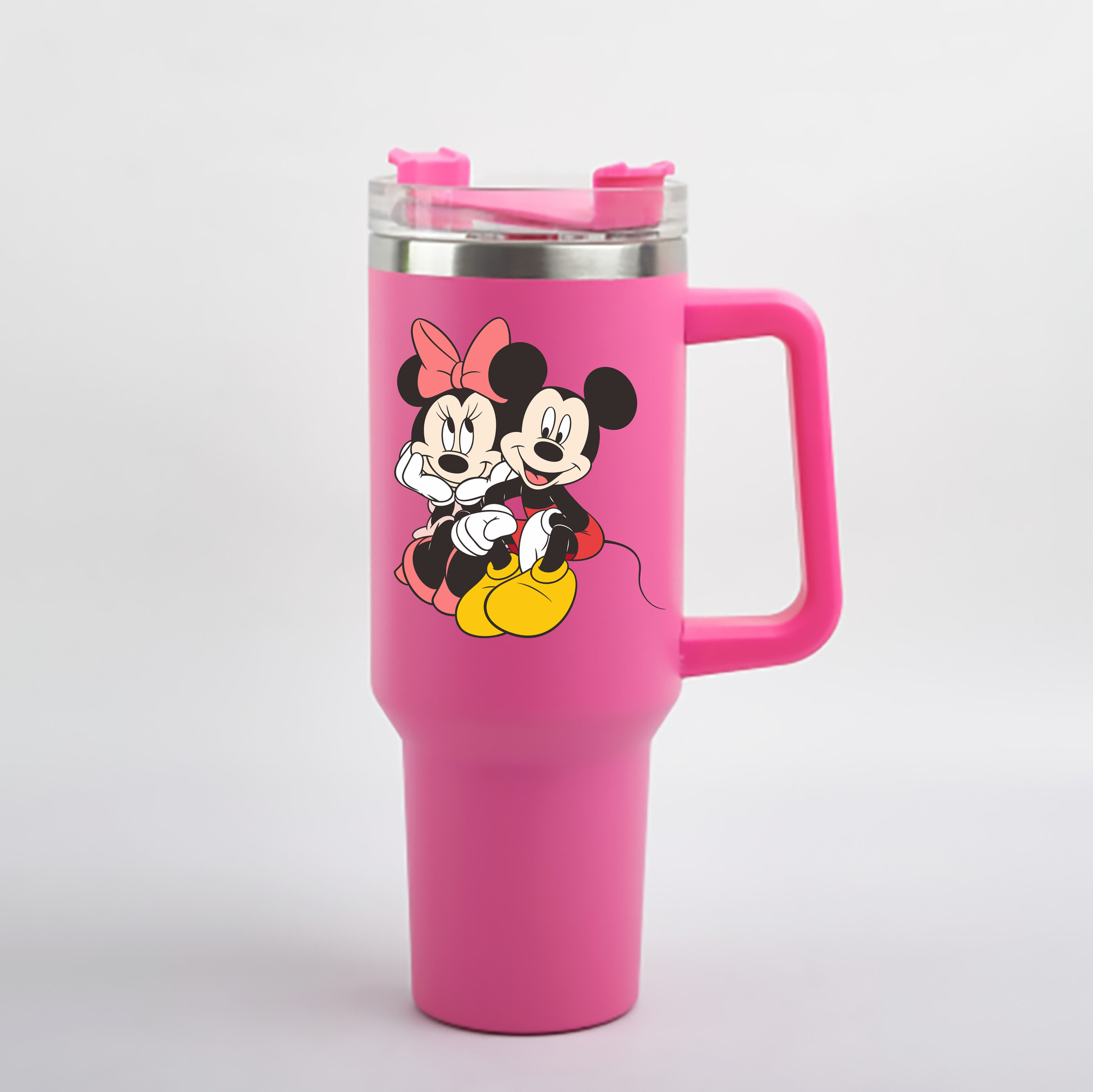 （画像用） ミッキーマウス Mickey Mouse 1200mL車用タンブラー - クリスタルステッカー（プラスチックストロー付き）